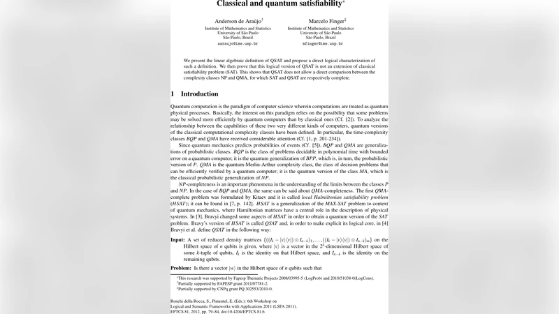 Classical and quantum satisfiability
