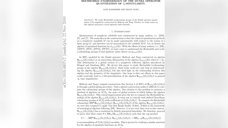 Hochschild (co)homology of the Dunkl operator quantization of   $Z_2$-singularity