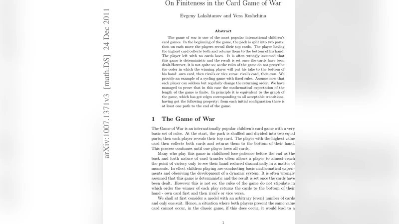 Finiteness in the Card Game of War