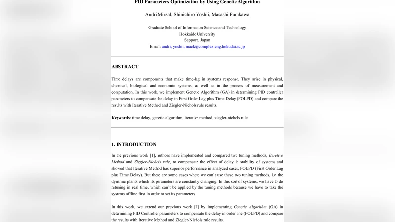 PID Parameters Optimization by Using Genetic Algorithm