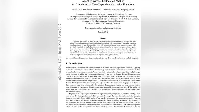 Adaptive Wavelet Collocation Method for Simulation of Time Dependent   Maxwells Equations