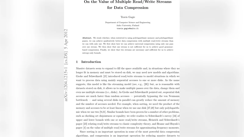 On the Value of Multiple Read/Write Streams for Data Compression