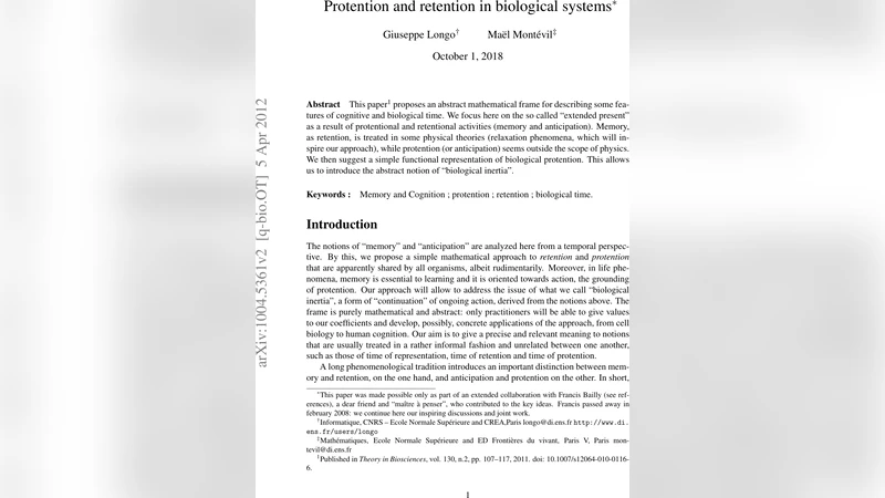 Protention and retention in biological systems