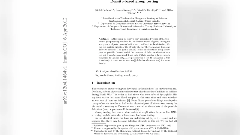Density-based group testing