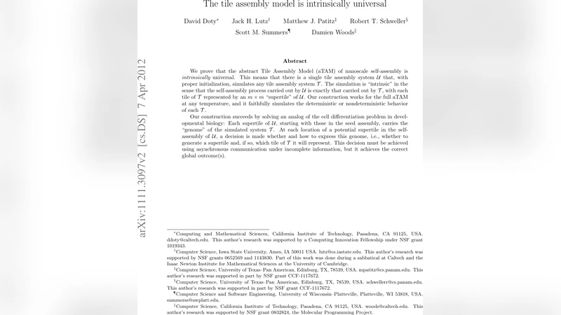 The tile assembly model is intrinsically universal