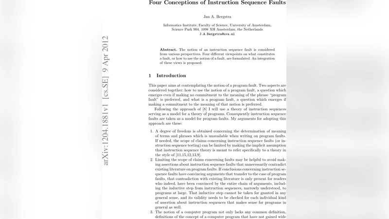 Four Conceptions of Instruction Sequence Faults