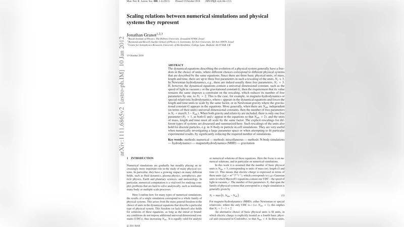 Scaling relations between numerical simulations and physical systems   they represent