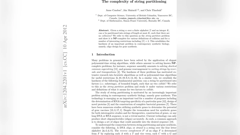 The complexity of string partitioning