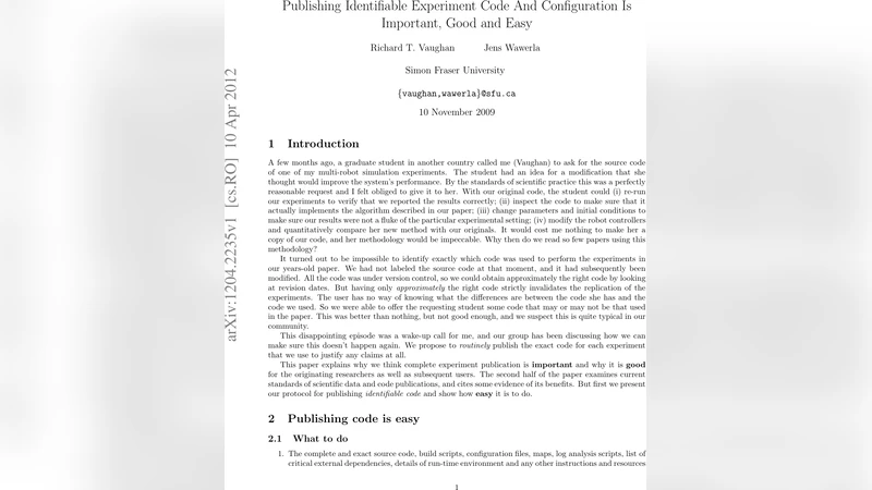 Publishing Identifiable Experiment Code And Configuration Is Important,   Good and Easy