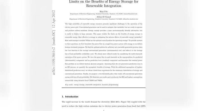 Limits on the Benefits of Energy Storage for Renewable Integration