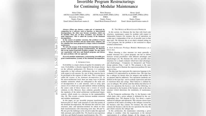 Invertible Program Restructurings for Continuing Modular Maintenance