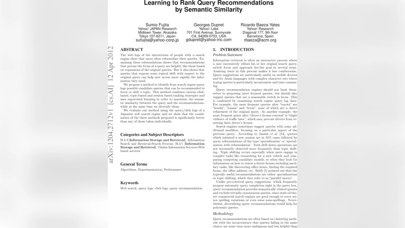Learning to Rank Query Recommendations by Semantic Similarities