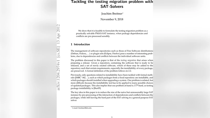 Tackling the testing migration problem with SAT-Solvers