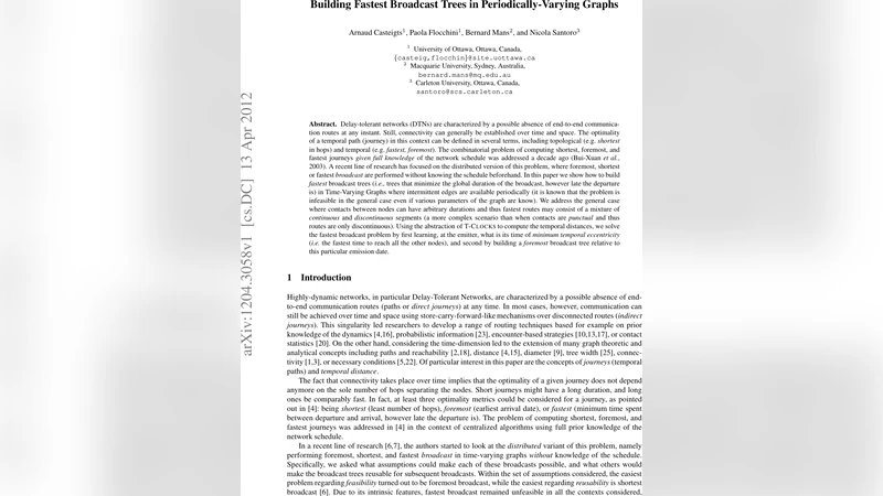 Building Fastest Broadcast Trees in Periodically-Varying Graphs