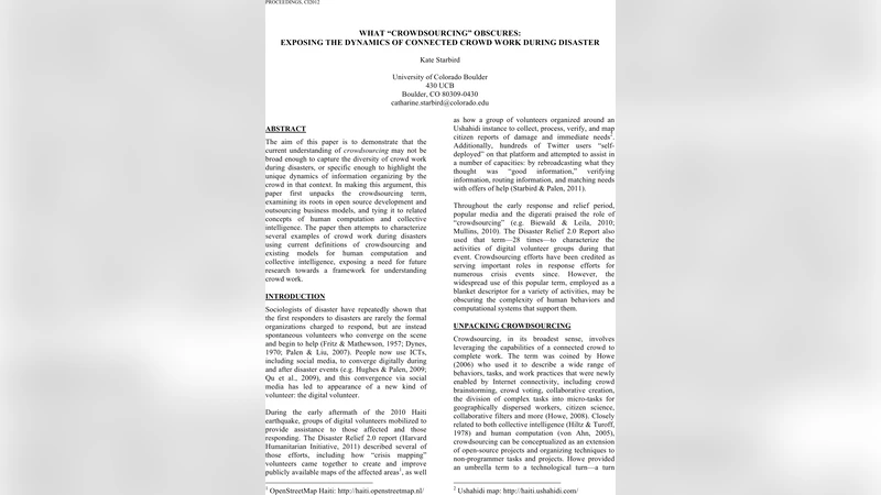 What "Crowdsourcing" Obscures: Exposing the Dynamics of Connected Crowd   Work during Disaster