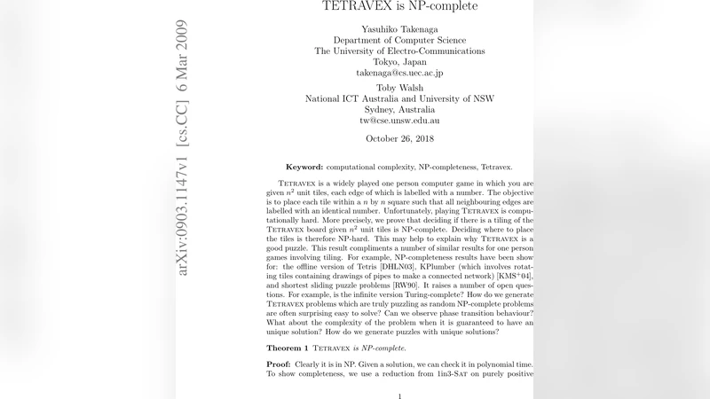 Tetravex is NP-complete