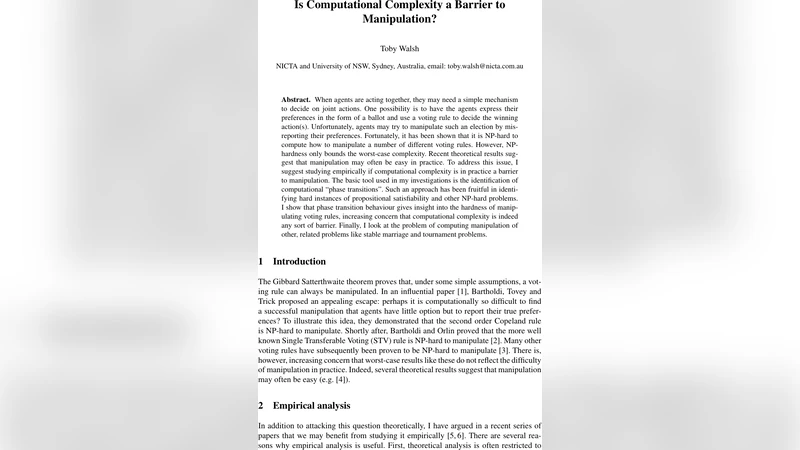 Is Computational Complexity a Barrier to Manipulation?