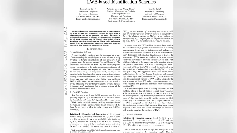 LWE-based Identification Schemes