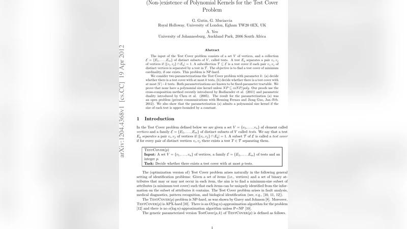 (Non-)existence of Polynomial Kernels for the Test Cover Problem