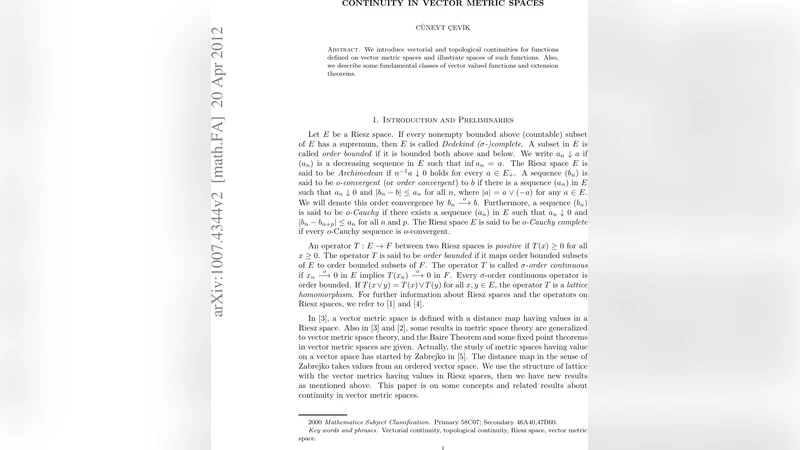 Continuity in Vector Metric Spaces