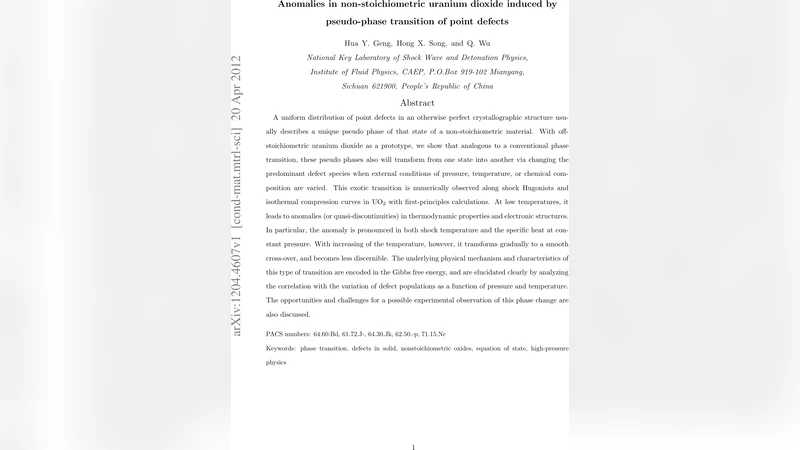 Anomalies in non-stoichiometric uranium dioxide induced by pseudo-phase   transition of point defects