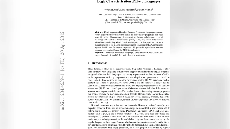 Logic Characterization of Floyd Languages