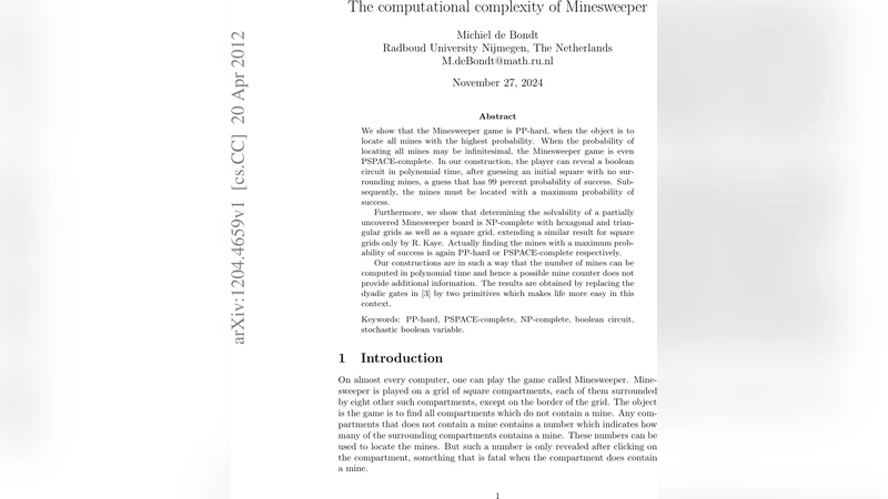 The computational complexity of Minesweeper