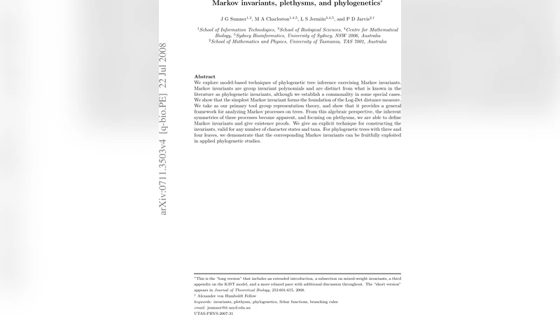 Markov invariants, plethysms, and phylogenetics (the long version)
