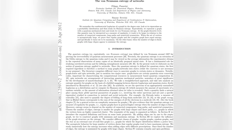 The von Neumann entropy of networks