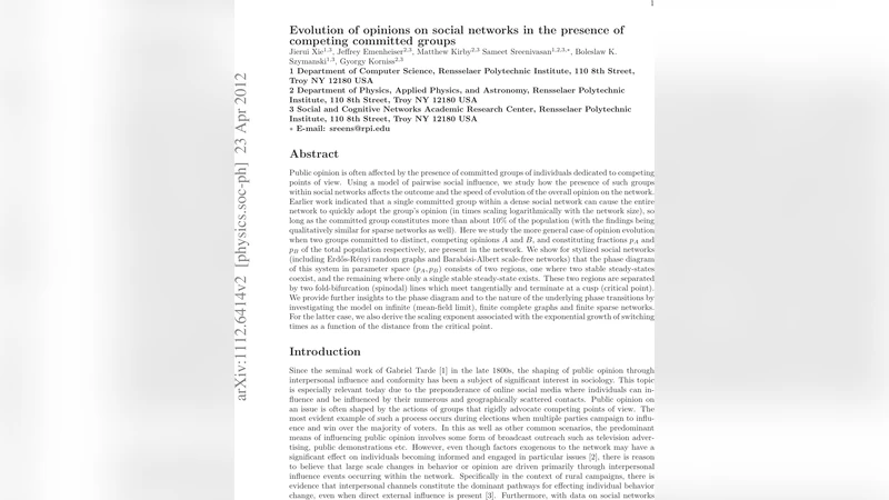 Evolution of opinions on social networks in the presence of competing   committed groups