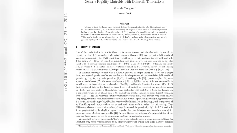 Generic Rigidity Matroids with Dilworth Truncations