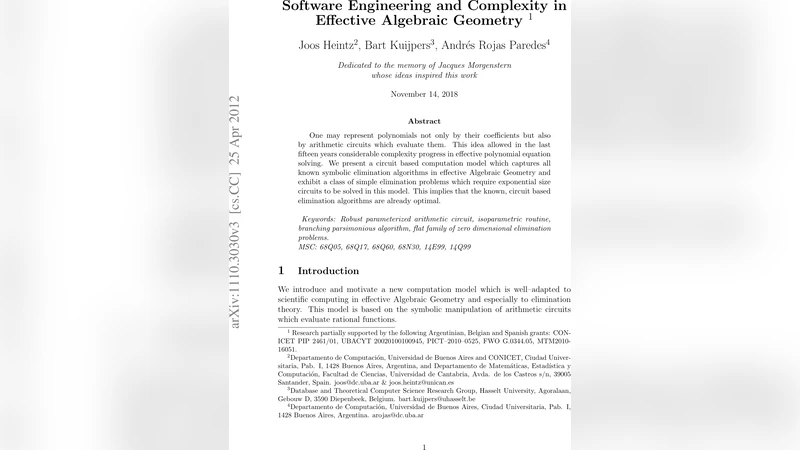 Software Engineering and Complexity in Effective Algebraic Geometry