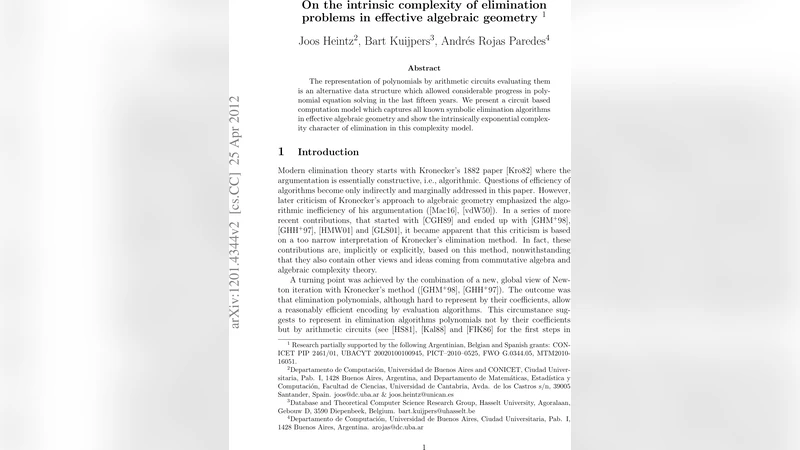 On the intrinsic complexity of elimination problems in effective   Algebraic Geometry