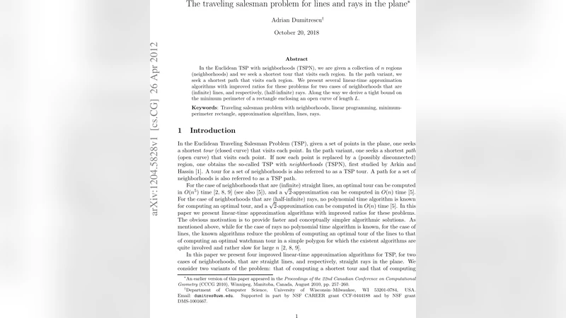 The traveling salesman problem for lines and rays in the plane