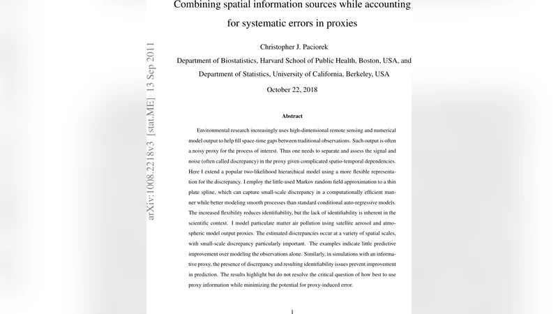Combining spatial information sources while accounting for systematic   errors in proxies