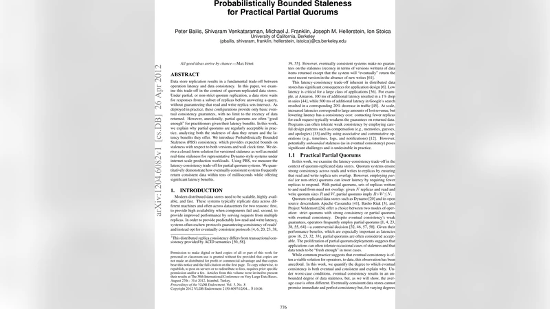 Probabilistically Bounded Staleness for Practical Partial Quorums