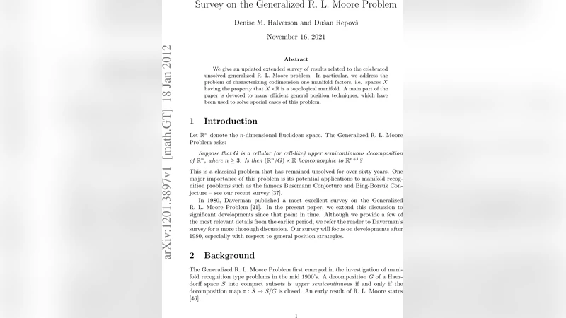 Survey on the Generalized R. L. Moore Problem