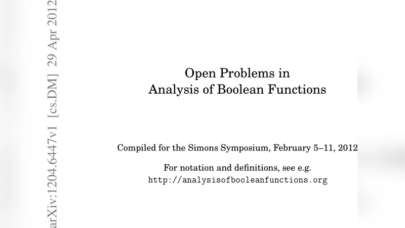 Open Problems in Analysis of Boolean Functions