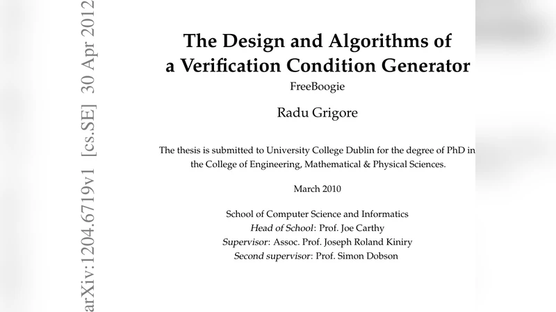 The Design and Algorithms of a Verification Condition Generator