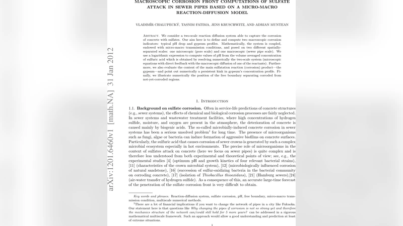 Macroscopic corrosion front computations of sulfate attack in sewer   pipes based on a micro-macro reaction-diffusion model