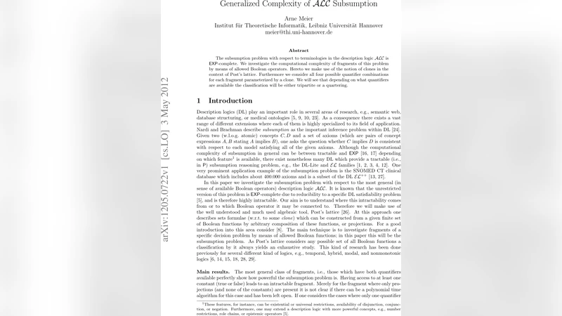 Generalized Complexity of ALC Subsumption
