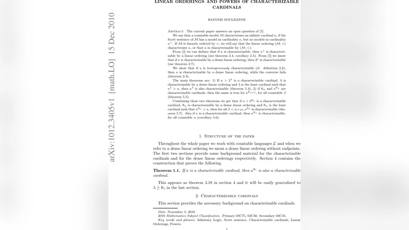 Linear Orderings and Powers of Characterizable Cardinal