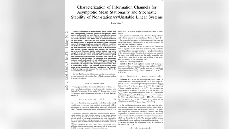 Characterization of Information Channels for Asymptotic Mean   Stationarity and Stochastic Stability of Non-stationary/Unstable Linear   Systems