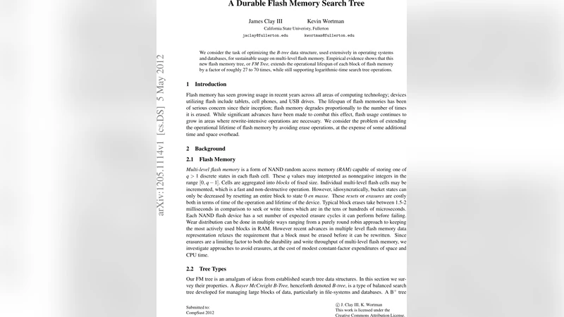 A Durable Flash Memory Search Tree