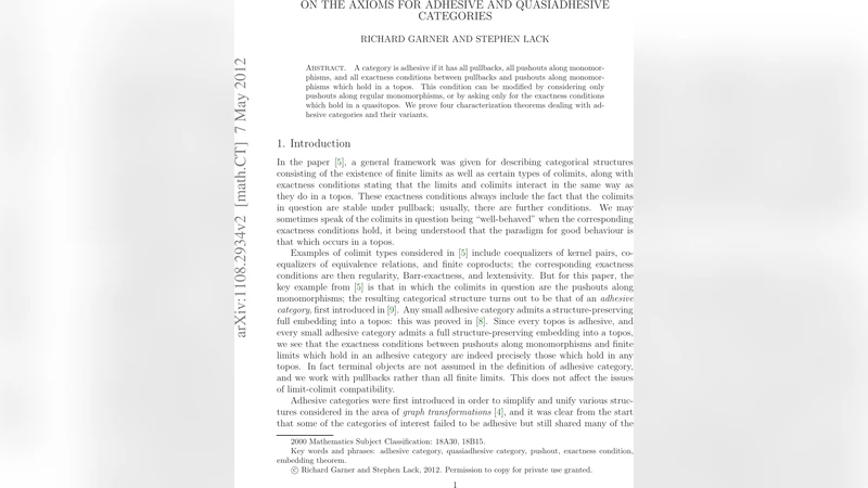 On the axioms for adhesive and quasiadhesive categories