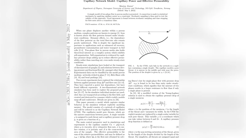 Capillary Network Model: Capillary Power and Effective Permeability