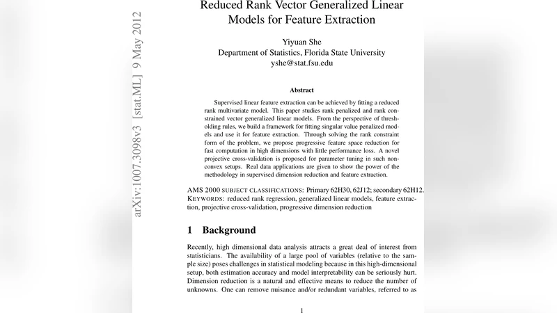 Reduced Rank Vector Generalized Linear Models for Feature Extraction