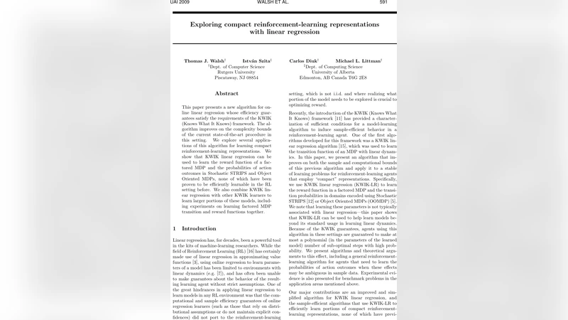 Exploring compact reinforcement-learning representations with linear   regression