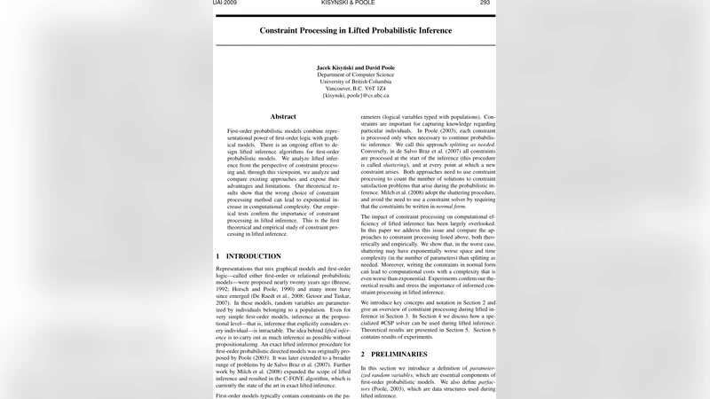 Constraint Processing in Lifted Probabilistic Inference