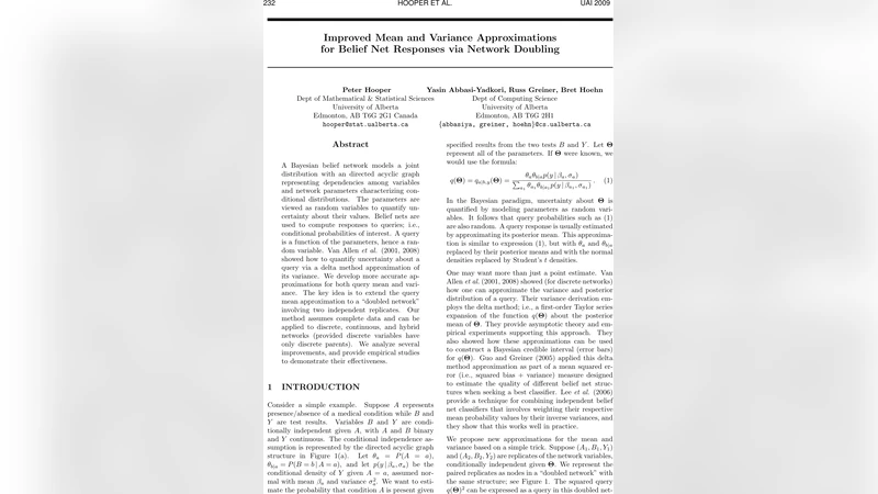 Improved Mean and Variance Approximations for Belief Net Responses via   Network Doubling